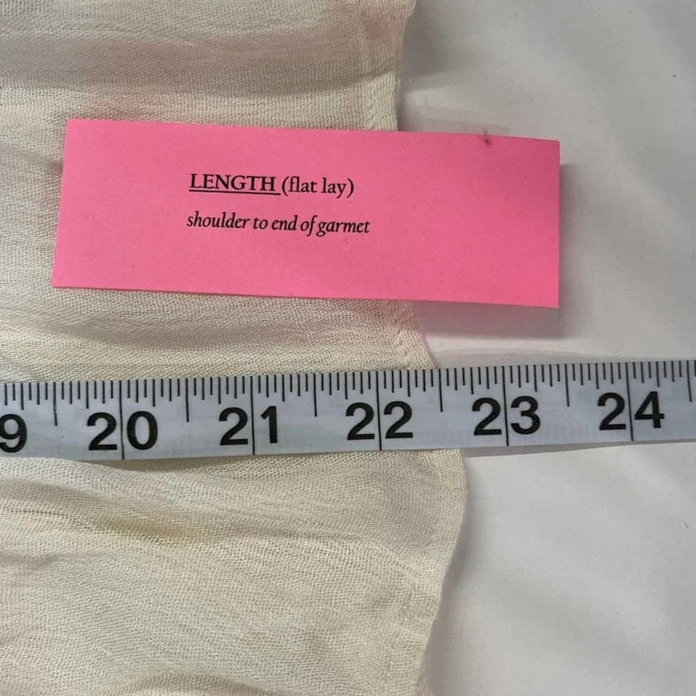 SEE U SOON Boho Style Beige w/Multi Color Cap Ruffled Sleeves & Banded Waistline - Picture 7 of 10